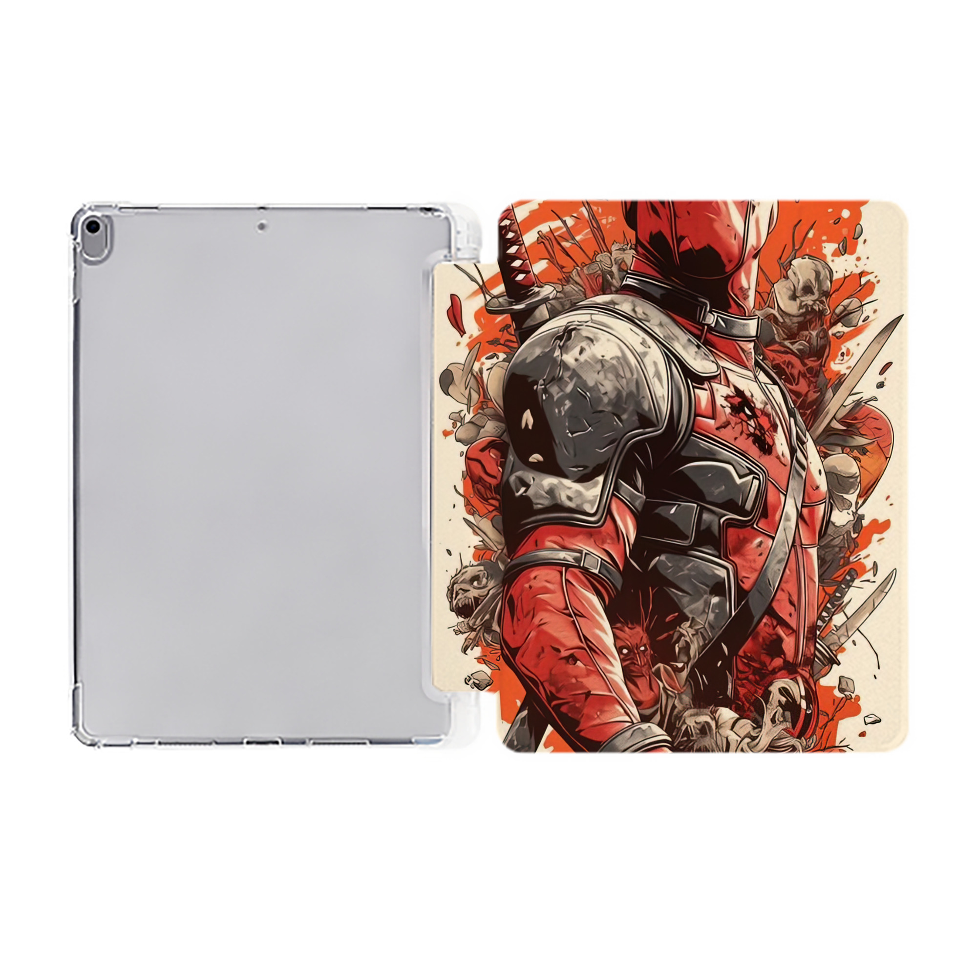 （画像用） Deadpool デッドプール IPad ケース ペン収納付き 三つ折りスタンド PUレザー×シリコン 対応機種9.5/10.5/10.9インチ